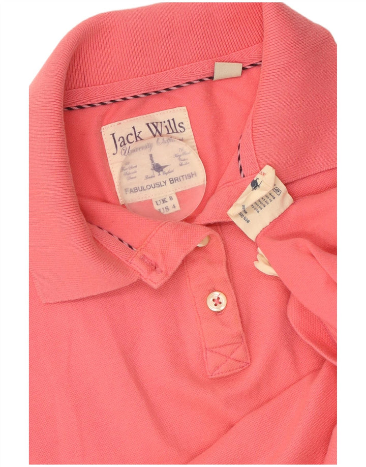 JACK WILLS Damen Poloshirt UK 8 Small Rosa Baumwolle