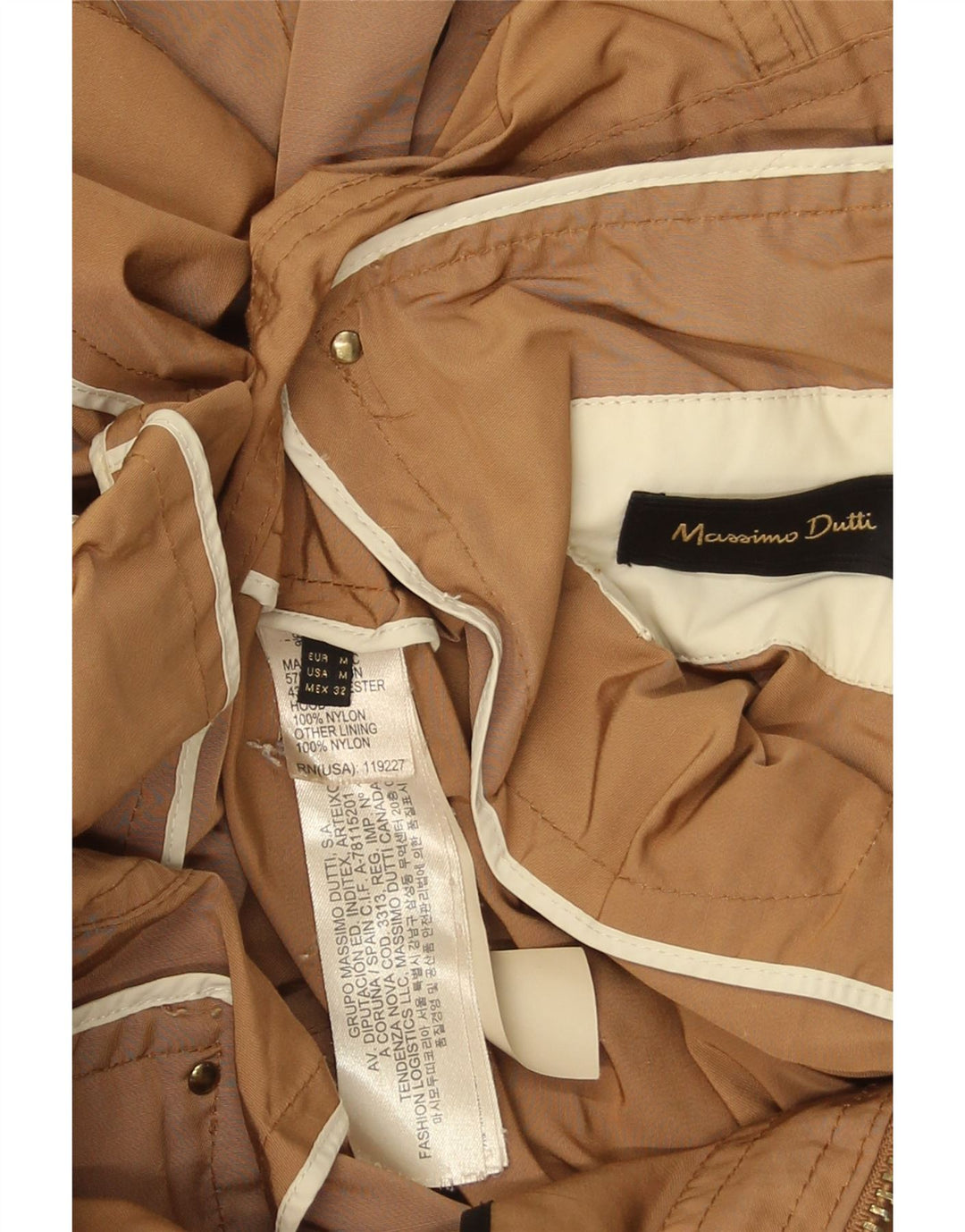 Massimo Dutti Damen Utility-Jacke UK 14 Mittelbeige Baumwolle