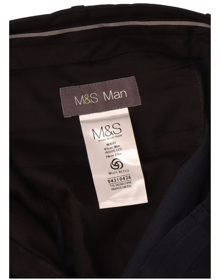 Marks & Spencer Herren-Chinohose mit Pegged, W38 L29, marineblaue Wolle