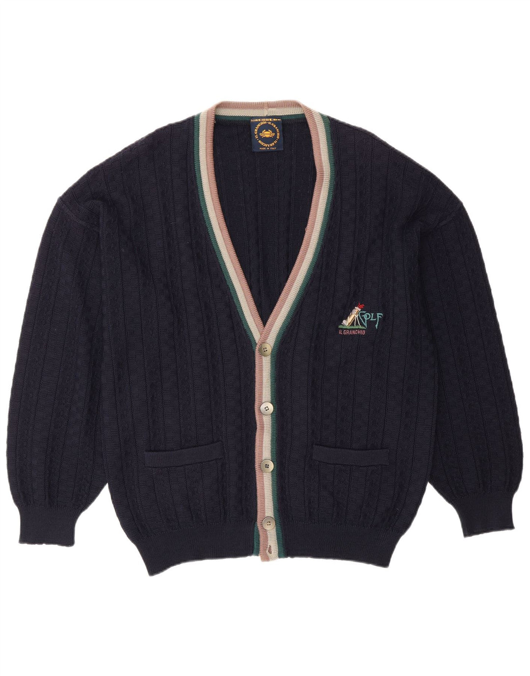 Il Granchio Herren-Strickjacke, groß, Marineblau