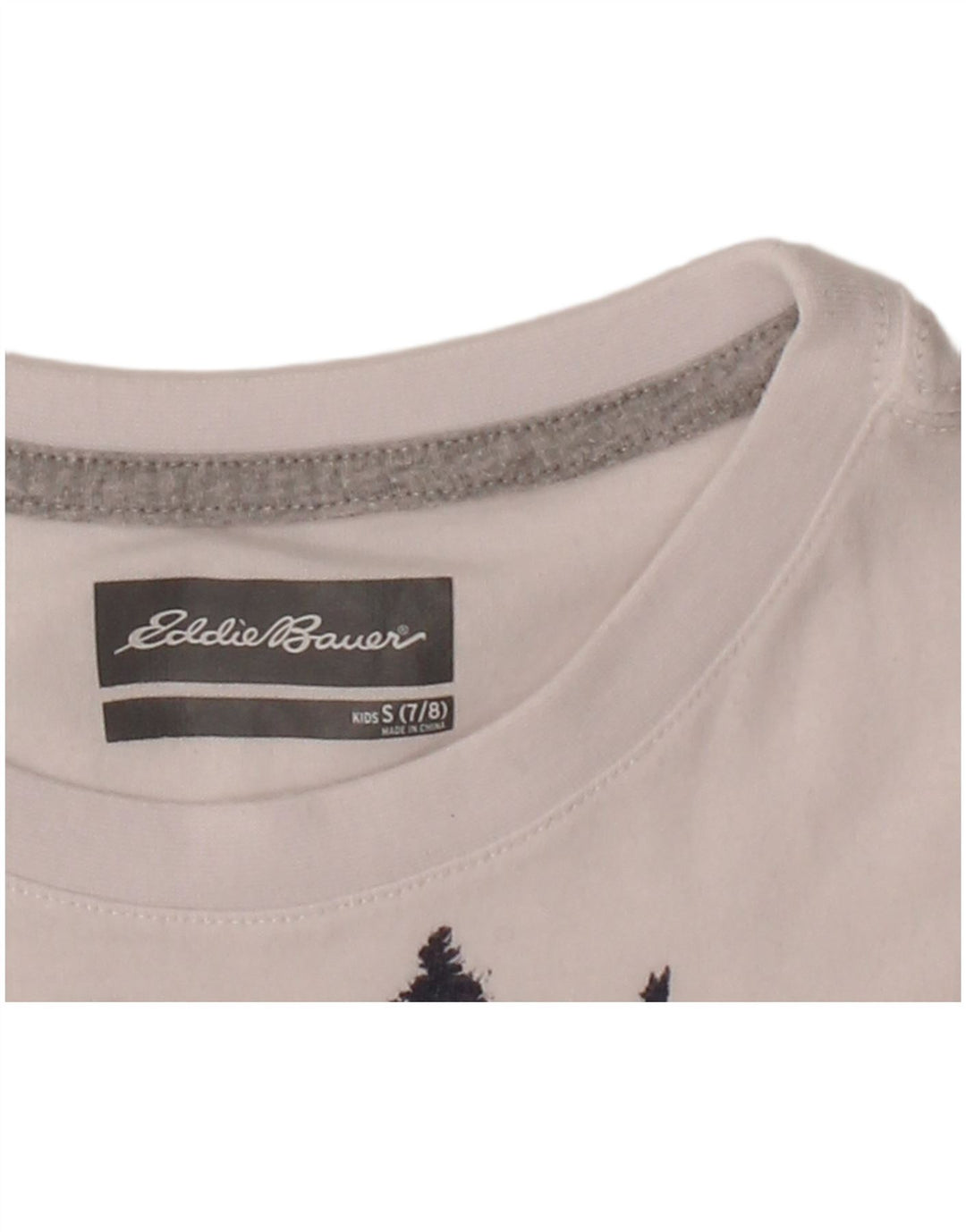 EDDIE BAUER Boys Graphic T-Shirt Top 7-8 Years Small White Cotton