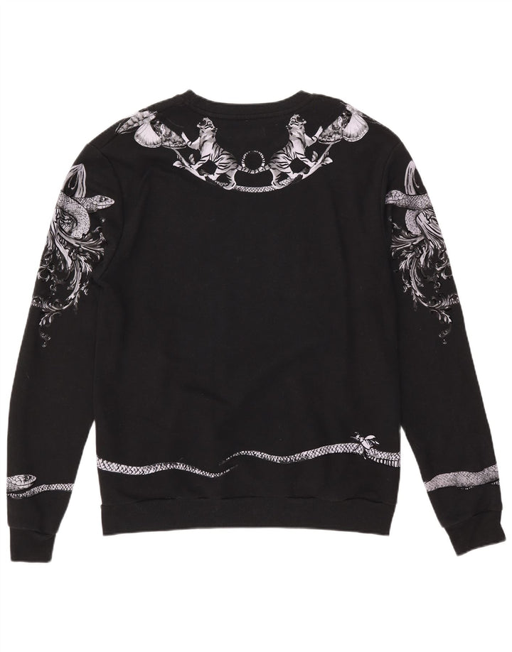 Zara Herren Grafik-Sweatshirt-Pullover XL aus schwarzer Baumwolle