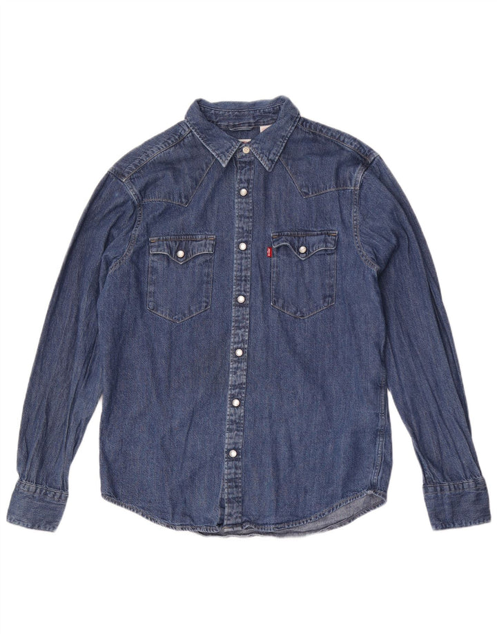 Levi's Herren Standard-Jeanshemd aus mittelblauer Baumwolle