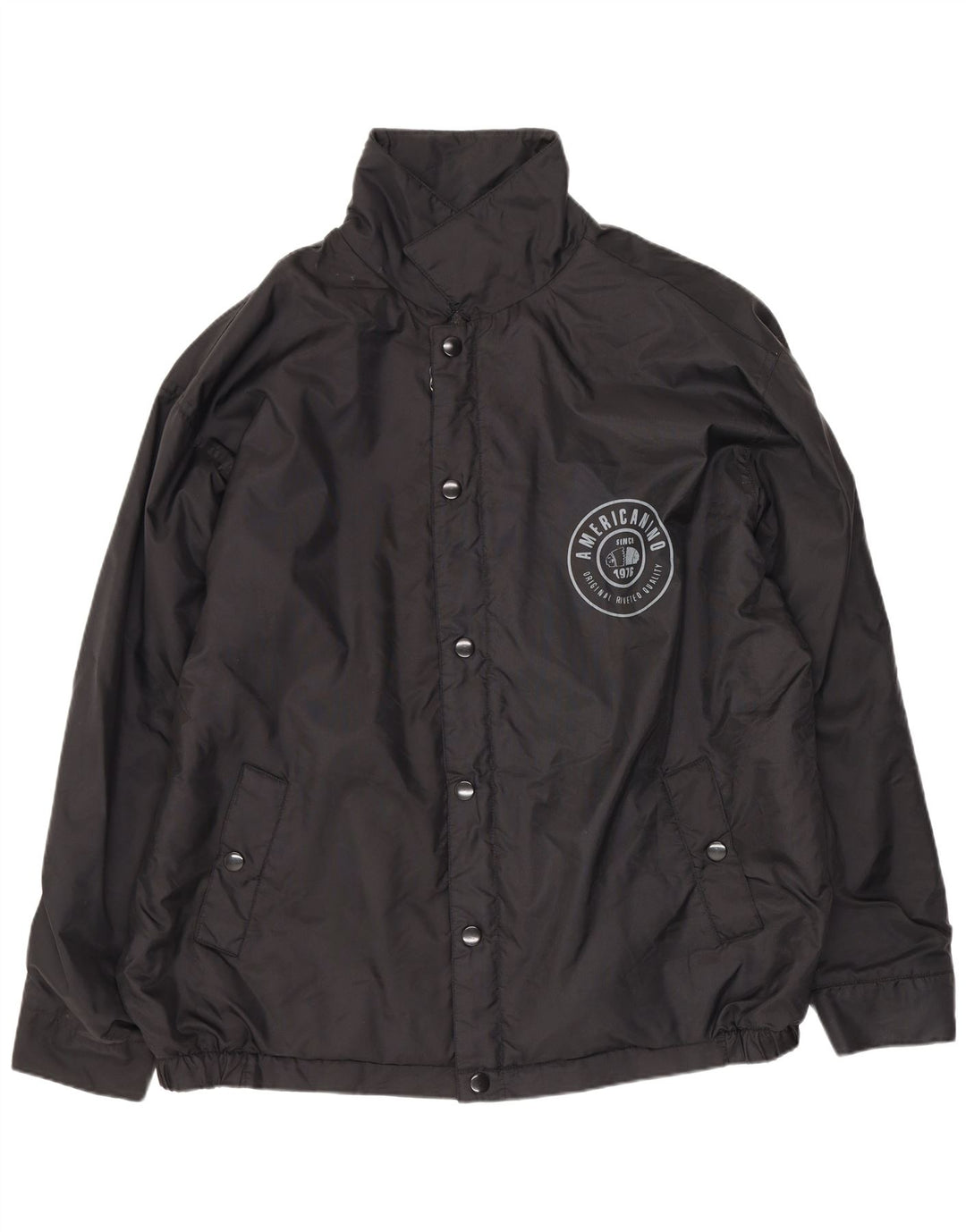 Americanino Herren-Windbreaker-Jacke, UK 42, XL, schwarzes Nylon