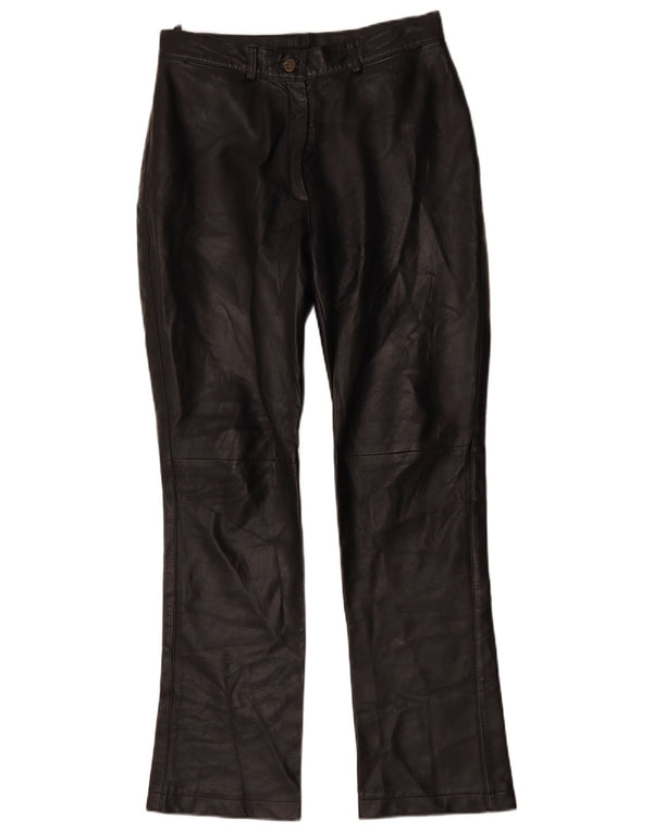 Vintage Damen Bootcut-Lederhose IT 42 Medium W30 L30 Schwarz