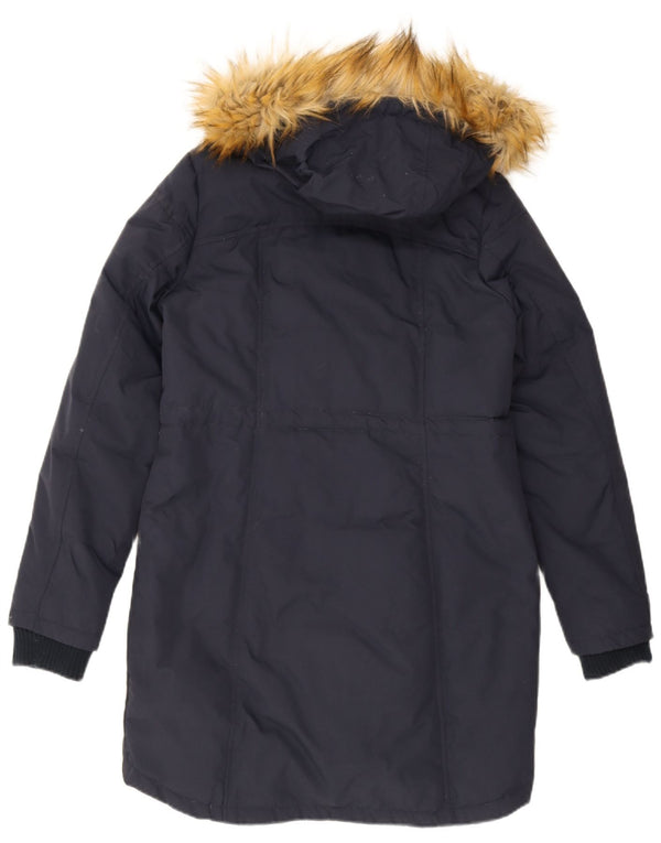 Fat Face wattierter Damenmantel mit Kapuze, UK 10, Größe S, marineblaues Nylon