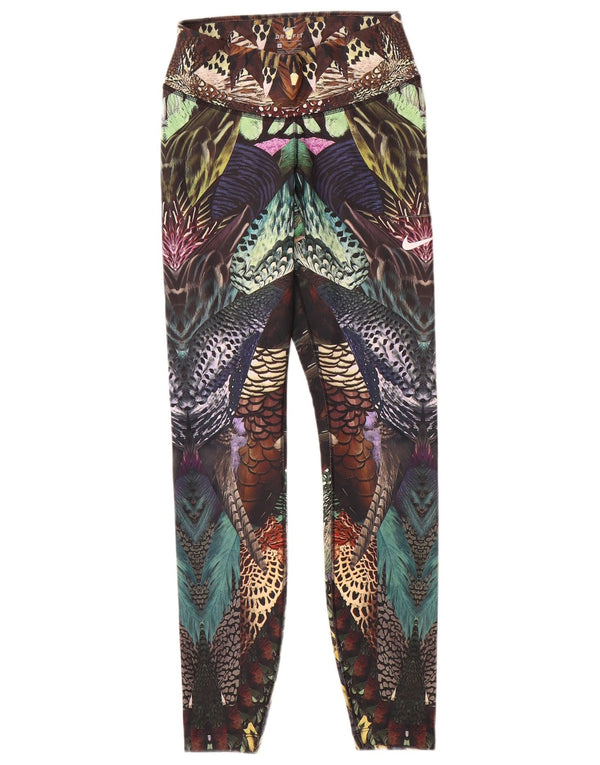 Nike Womens Peacocks Leggings UK 8 Small Multicoloured Polyester Festival