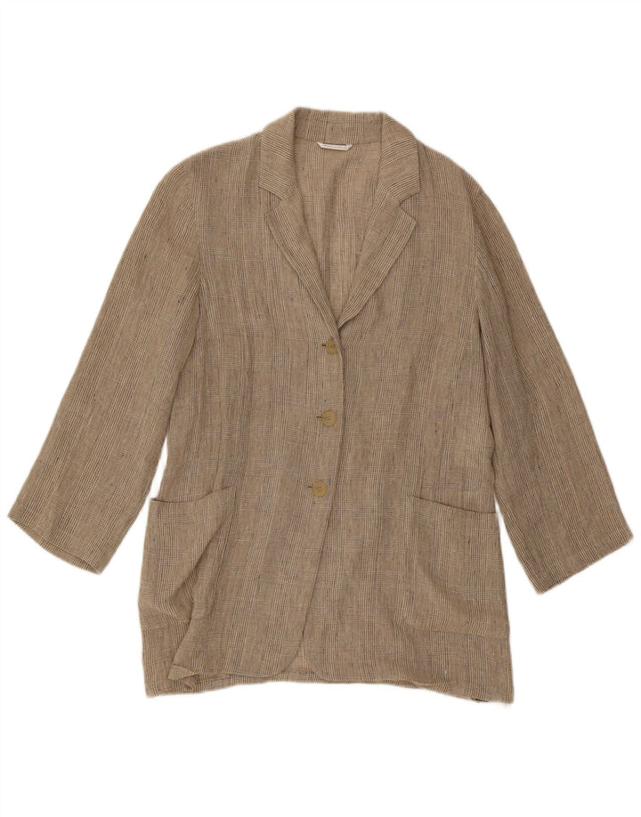 Max Mara Damen Longline-Blazerjacke UK 12 Mittelbeiger Hahnentrittmuster