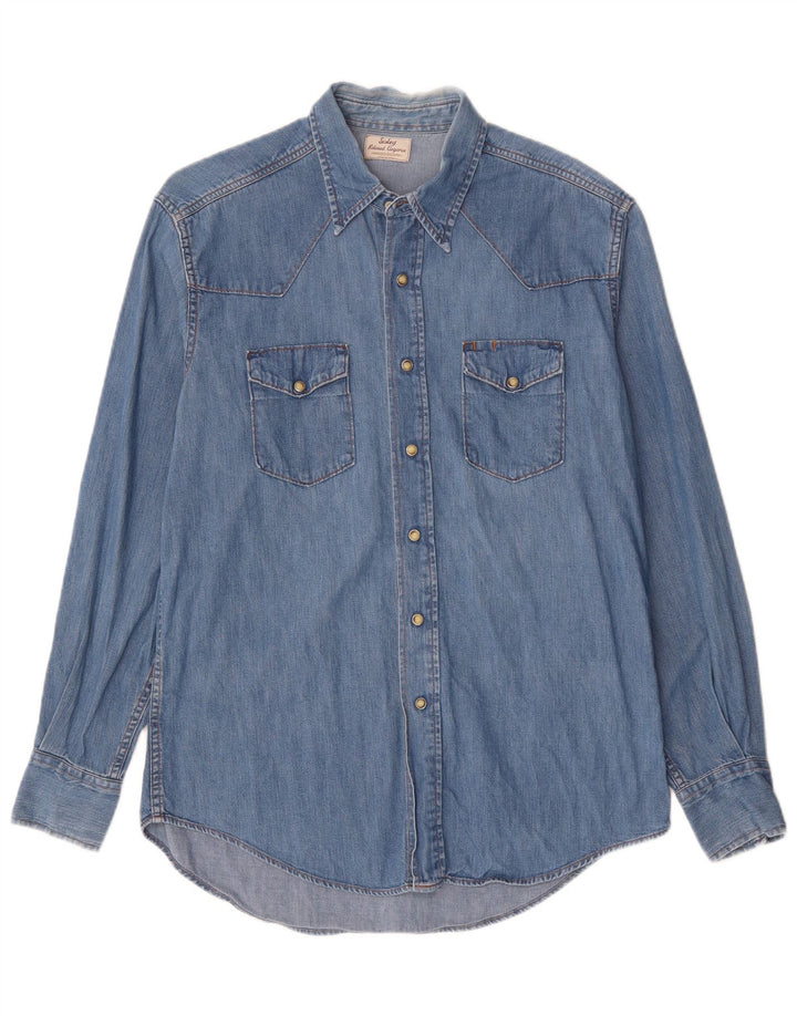 SISLEY Herren Jeanshemd Mittelblau