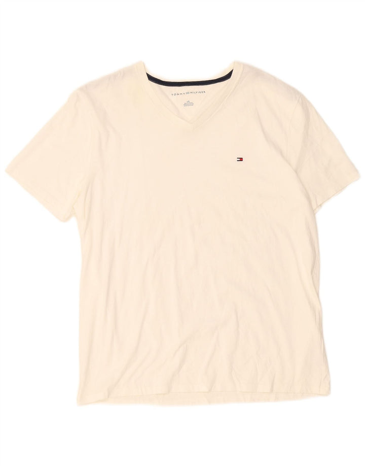 Tommy Hilfiger Herren T-Shirt Top Large Weiß Baumwolle