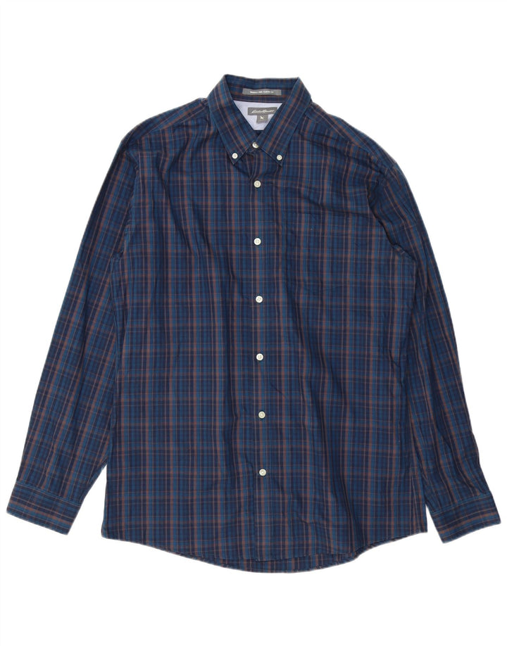 Eddie Bauer Herren-Hemd mit klassischer Passform, groß, marineblau, kariert, Baumwolle