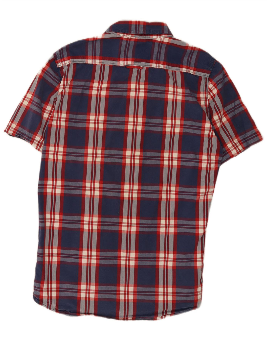 Superdry Herren-Kurzarmhemd aus Baumwolle in mittlerem Marineblau mit Karomuster