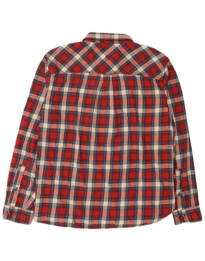 Fat Face Herren-Flanellhemd mit normaler Passform, XL, rot kariert, Baumwolle