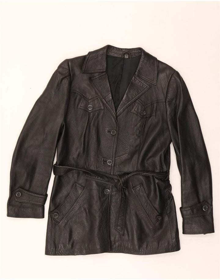 VINTAGE Womens Leather Jacket IT 44 Medium Black Leather Vintage Vintage and Second-Hand Vintage from Messina Hembry 