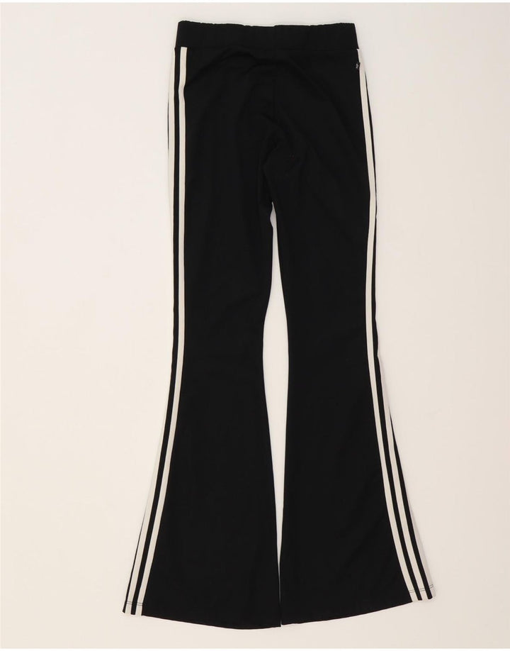 Adidas Damen Flare-Trainingshose UK 12 Mittelschwarzes Polyester