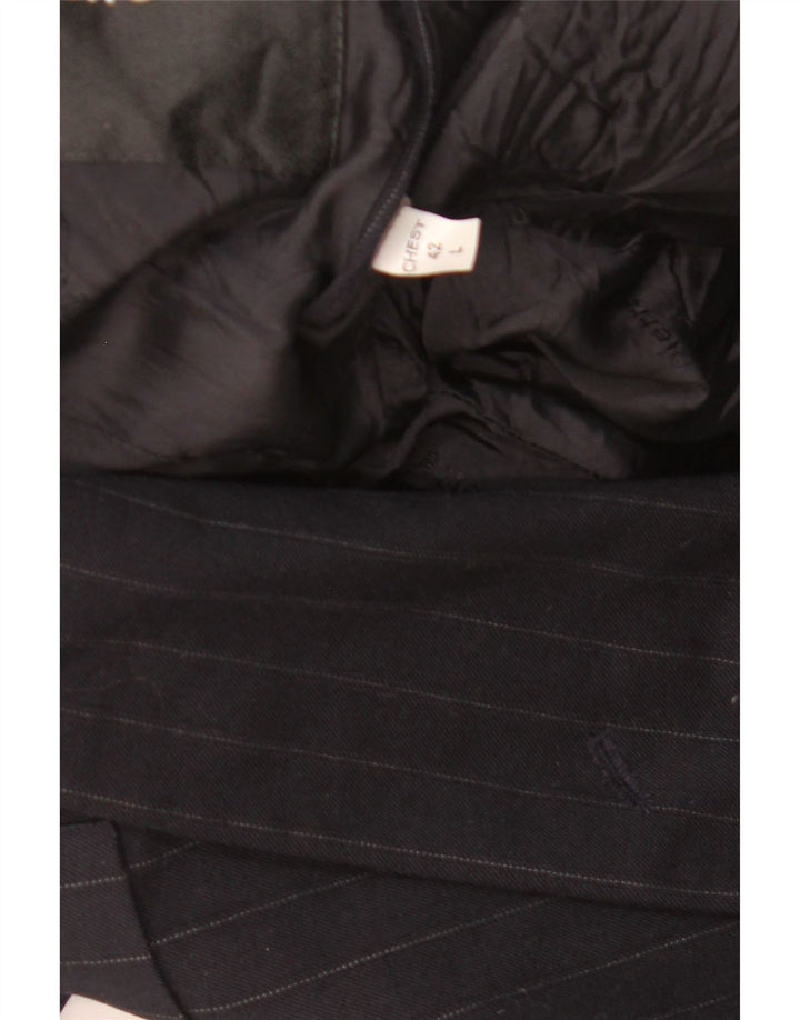 Pierre Cardin Herren Zweireihiger Blazer Jacke UK 40 Large Schwarz