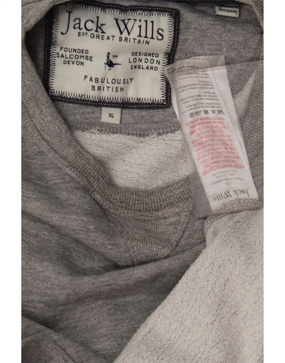 JACK WILLS Herren Sweatshirt Pullover XL Grau Nadelstreifen Baumwolle