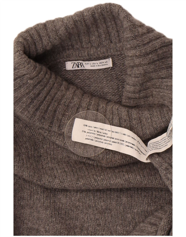 Zara Damen-Pullover mit Rollkragen, Gr. 16, große graue Wolle