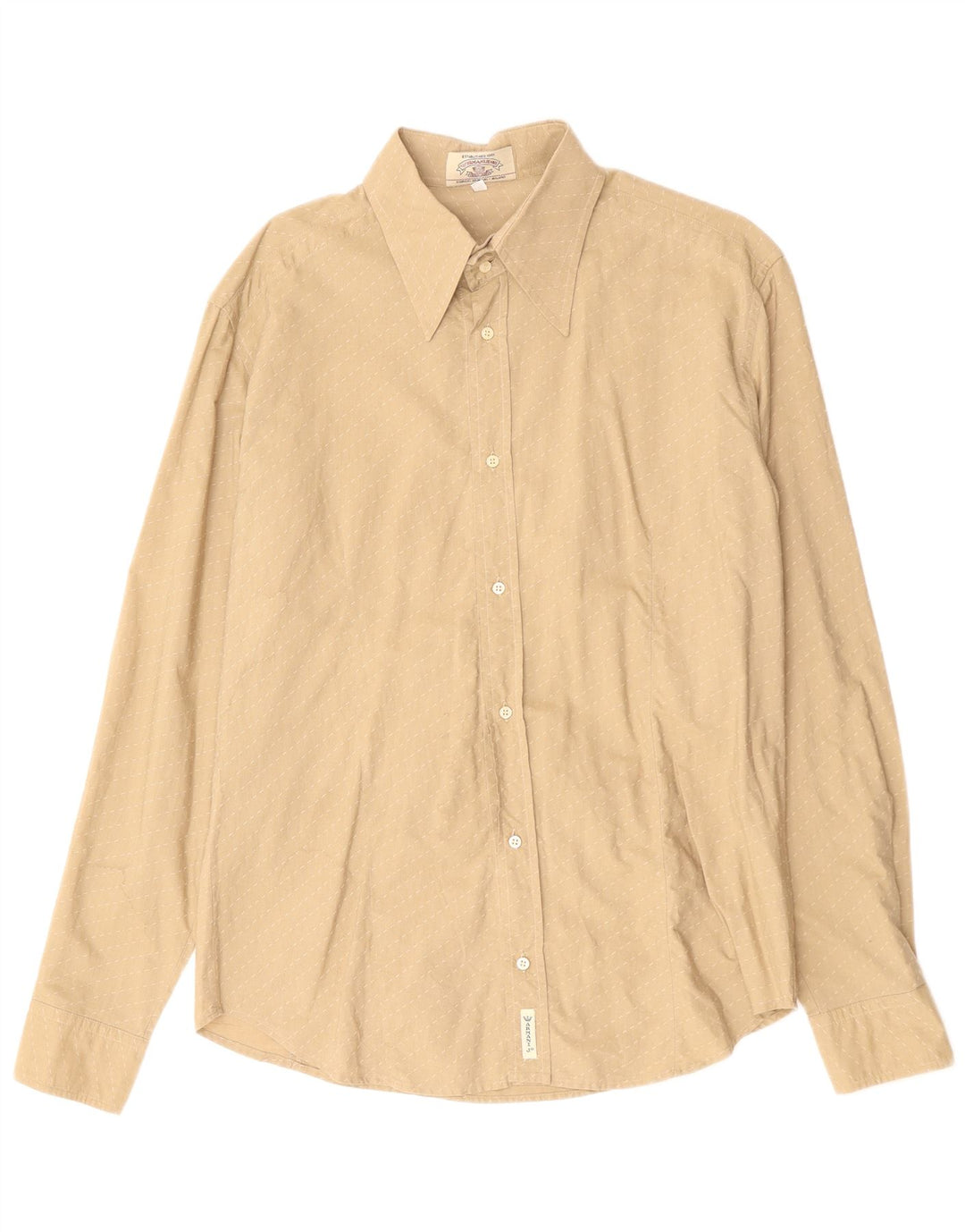 Armani Jeans Herrenhemd, groß, beige, gestreift, Baumwolle