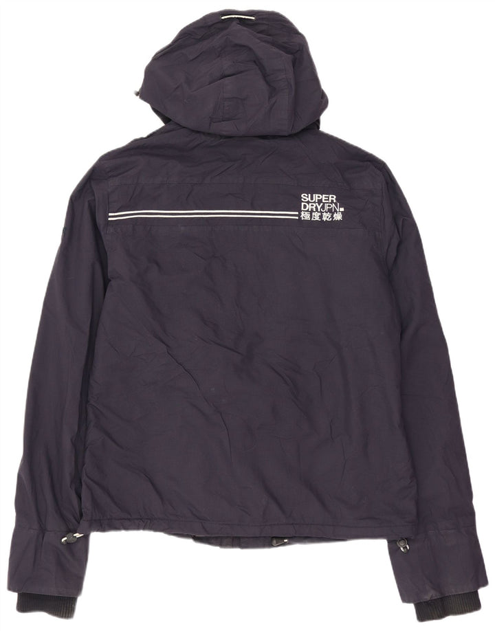 Superdry Damen-Windbreakerjacke mit Kapuze, UK 14, mittelmarineblaues Nylon