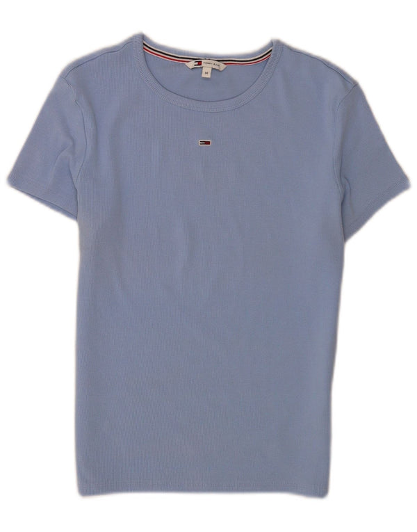 Tommy Hilfiger Damen Crop T-Shirt Top UK 12 Mittelblaue Baumwolle