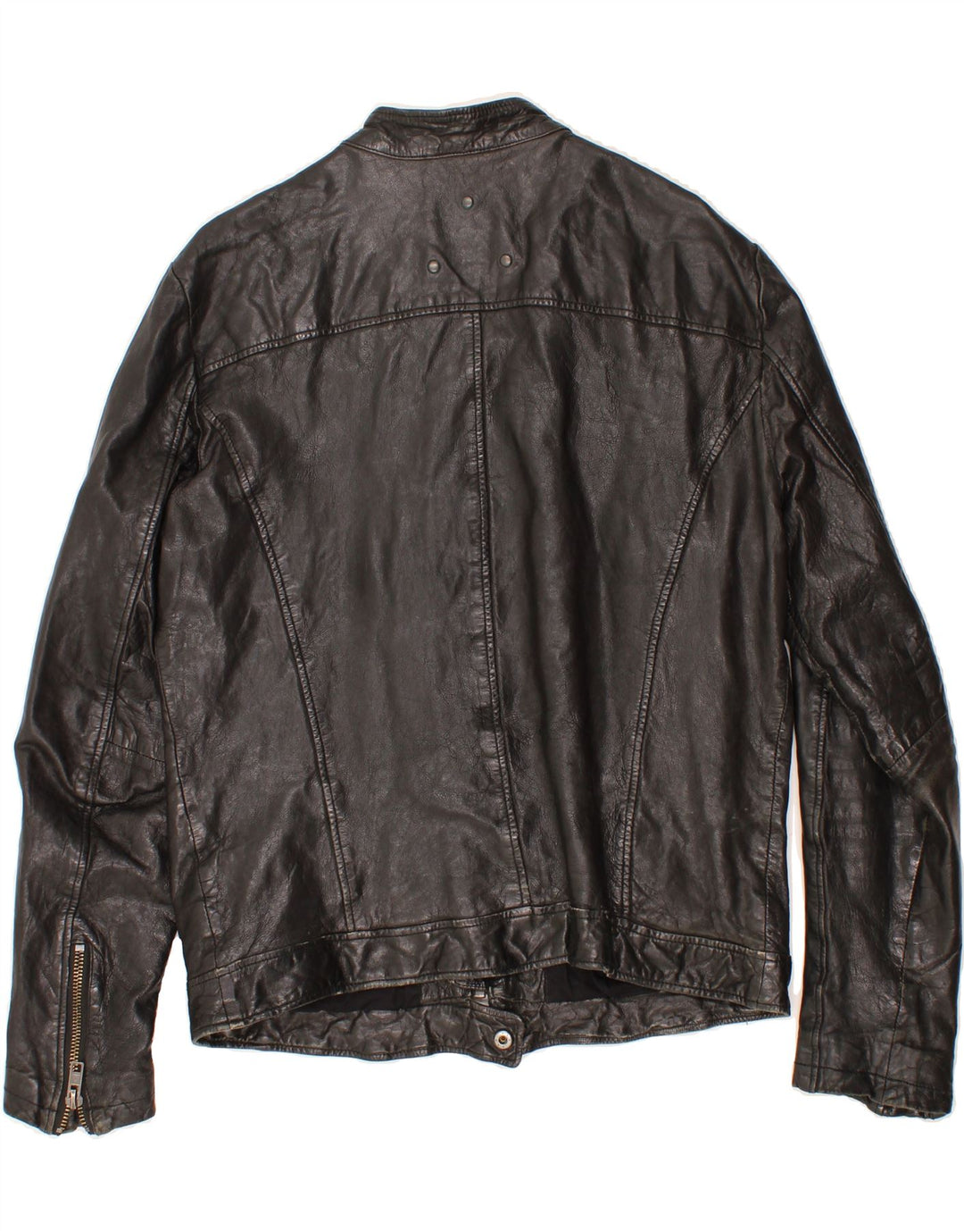 BE EDGY Womens Bomber Leather Jacket UK 20 2XL Black Sheepskin Vintage Be Edgy and Second-Hand Be Edgy from Messina Hembry 
