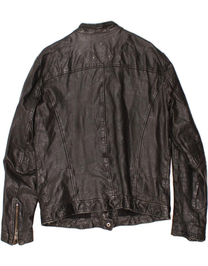 BE EDGY Womens Bomber Leather Jacket UK 20 2XL Black Sheepskin Vintage Be Edgy and Second-Hand Be Edgy from Messina Hembry 