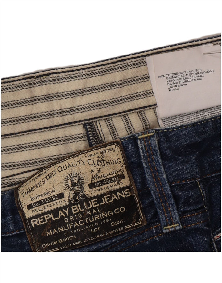 Replay Herren Straight Jeans W34 L32 Blaue Baumwolle
