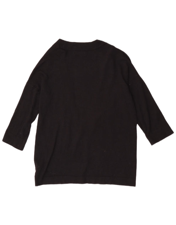 Zara Damen-Cardigan mit 3/4-Ärmeln, offener Strickjacke, Gr. 10, Größe S, Schwarz, Viskose