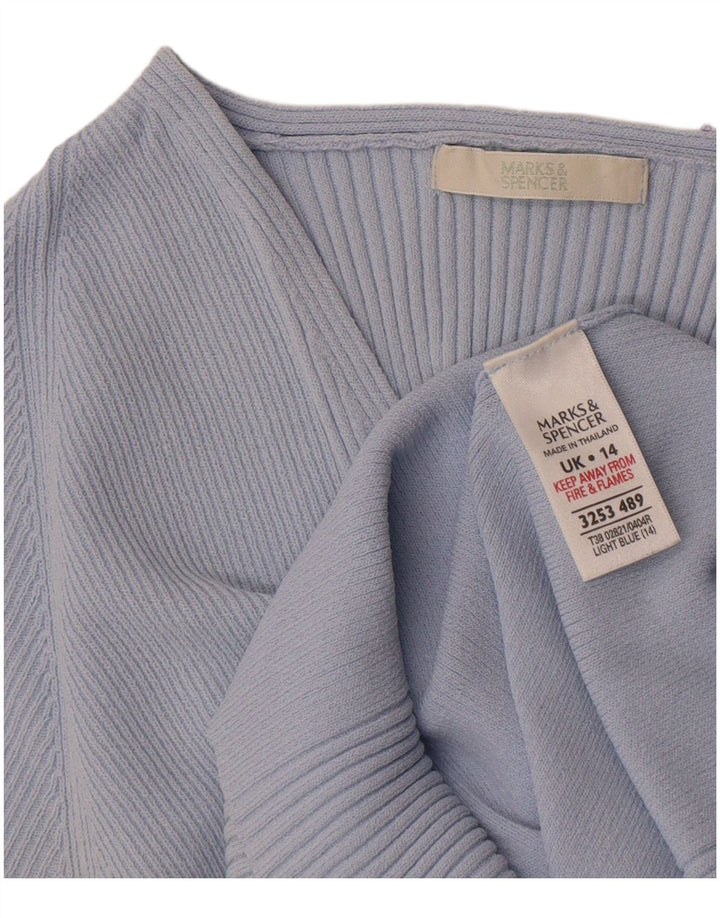 Marks & Spencer Damen Crop T-Shirt Top UK 14 Mittelblaue Viskose