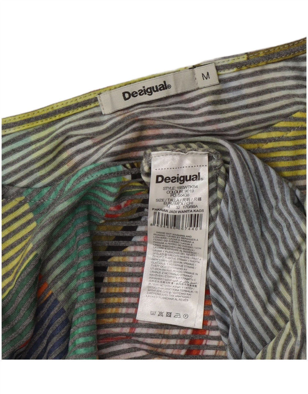Desigual Damen Crop Bluse Top UK 14 Medium Mehrfarbig Nadelstreifen