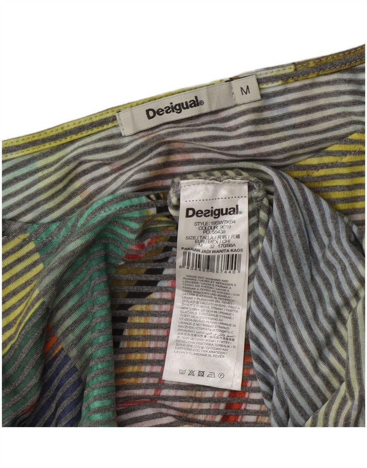Desigual Damen Crop Bluse Top UK 14 Medium Mehrfarbig Nadelstreifen