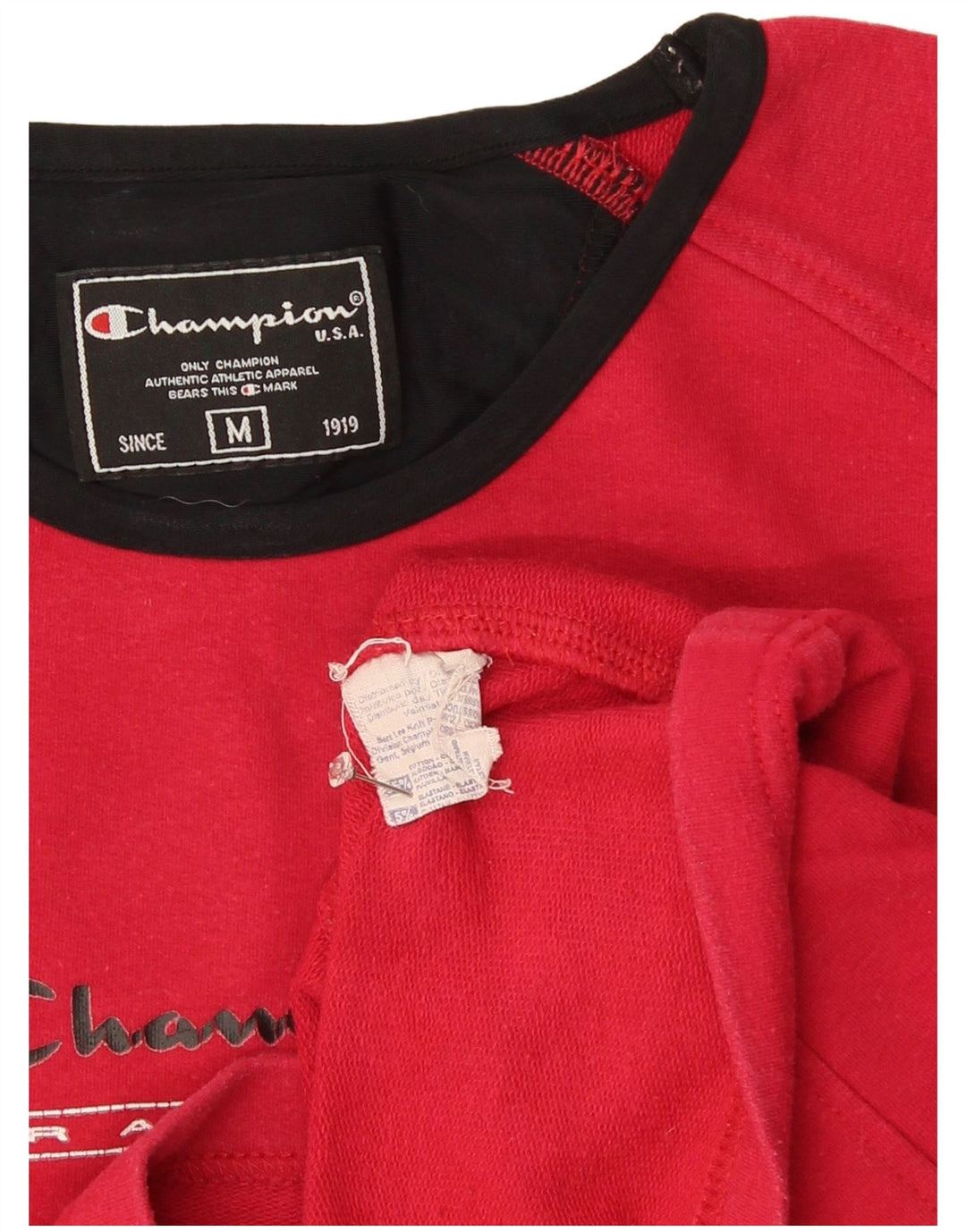 Champion Womens Graphic Top Langarm UK 12 Mittelrote Baumwolle