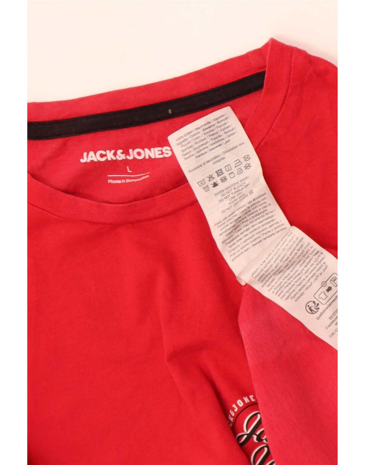 Jack & Jones Herren T-Shirt Top Large Rot Baumwolle