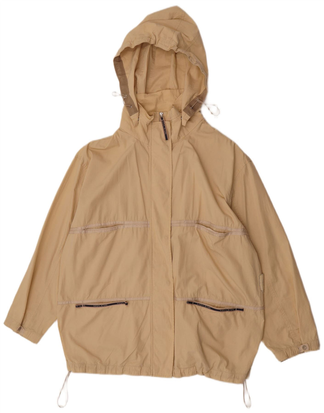 Krizia Jeans Damen Übergroße Utility-Jacke UK 14 Large Gelbe Baumwolle