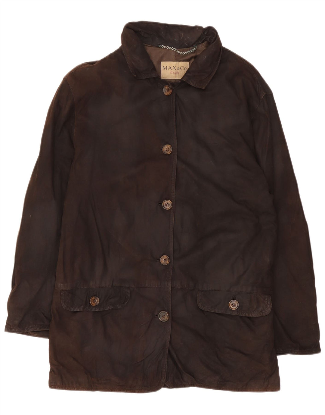 Max & Co. Übergroße Wildlederjacke für Damen, UK 10, kleines braunes Leder