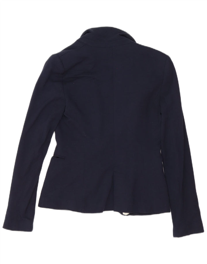 Zara Damen 1-Knopf-Blazerjacke UK 10 Small Marineblau Acetat