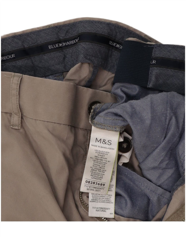 Marks & Spencer Herren Blue Harbour Gerade Chinohose W38 L31 Grau