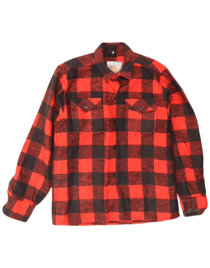 Vintage Herren-Overshirt, Flanellhemd, groß, rot kariert, Baumwolle