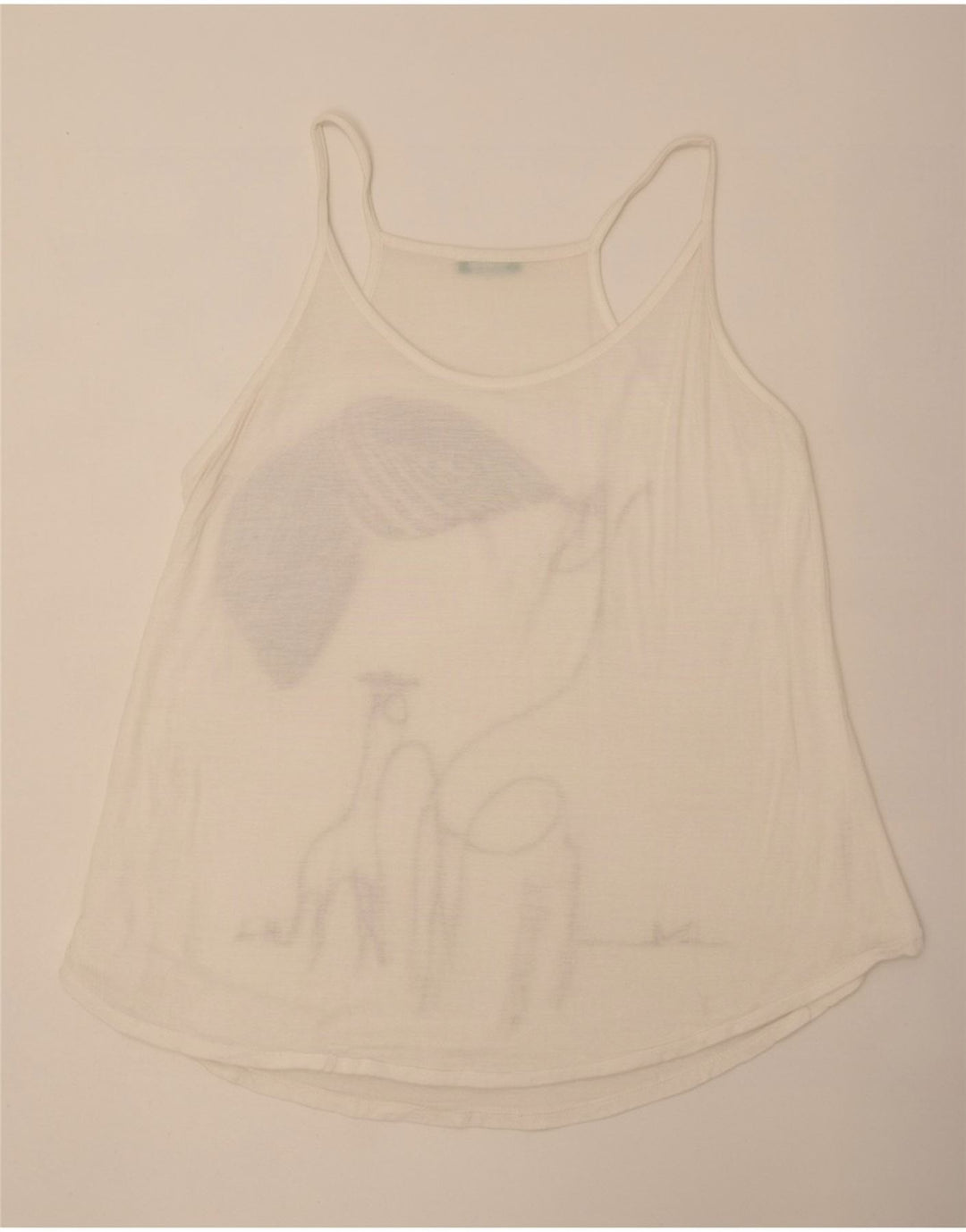 Benetton Womens Graphic Cami Top UK 14 Mittelweiße Viskose