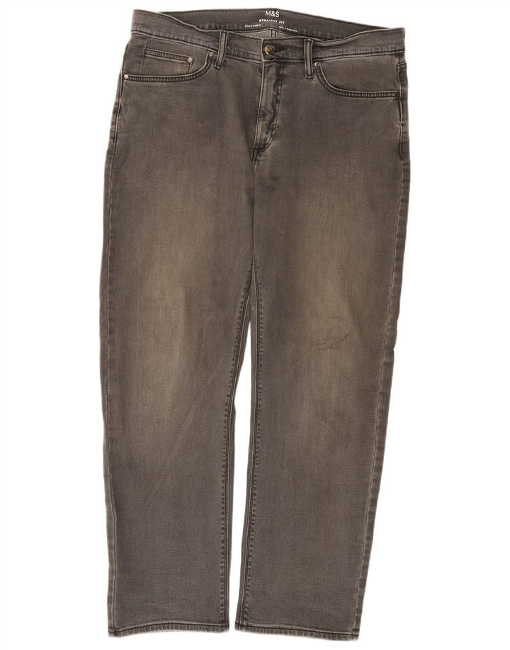 MARKS & SPENCER Herren Straight Jeans W34 L29 Graue Baumwolle