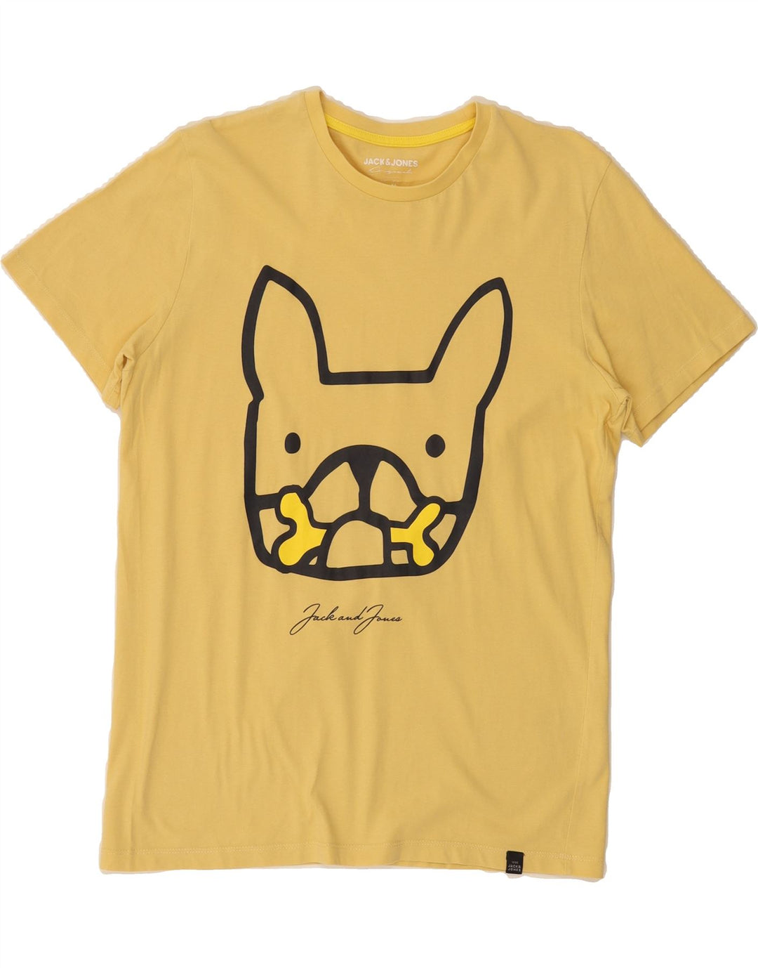 JACK & JONES Mens Graphic T-Shirt Top Medium Yellow Cotton Vintage Jack & Jones and Second-Hand Jack & Jones from Messina Hembry 