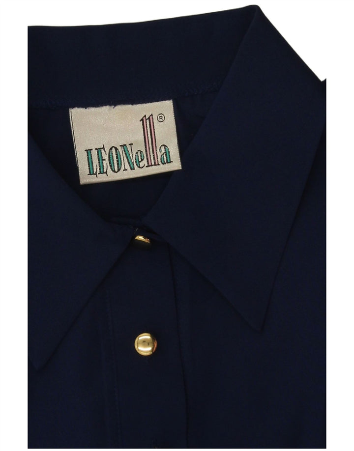 Vintage Damen Übergroßes Poloshirt UK 18 XL Marineblau Polyester