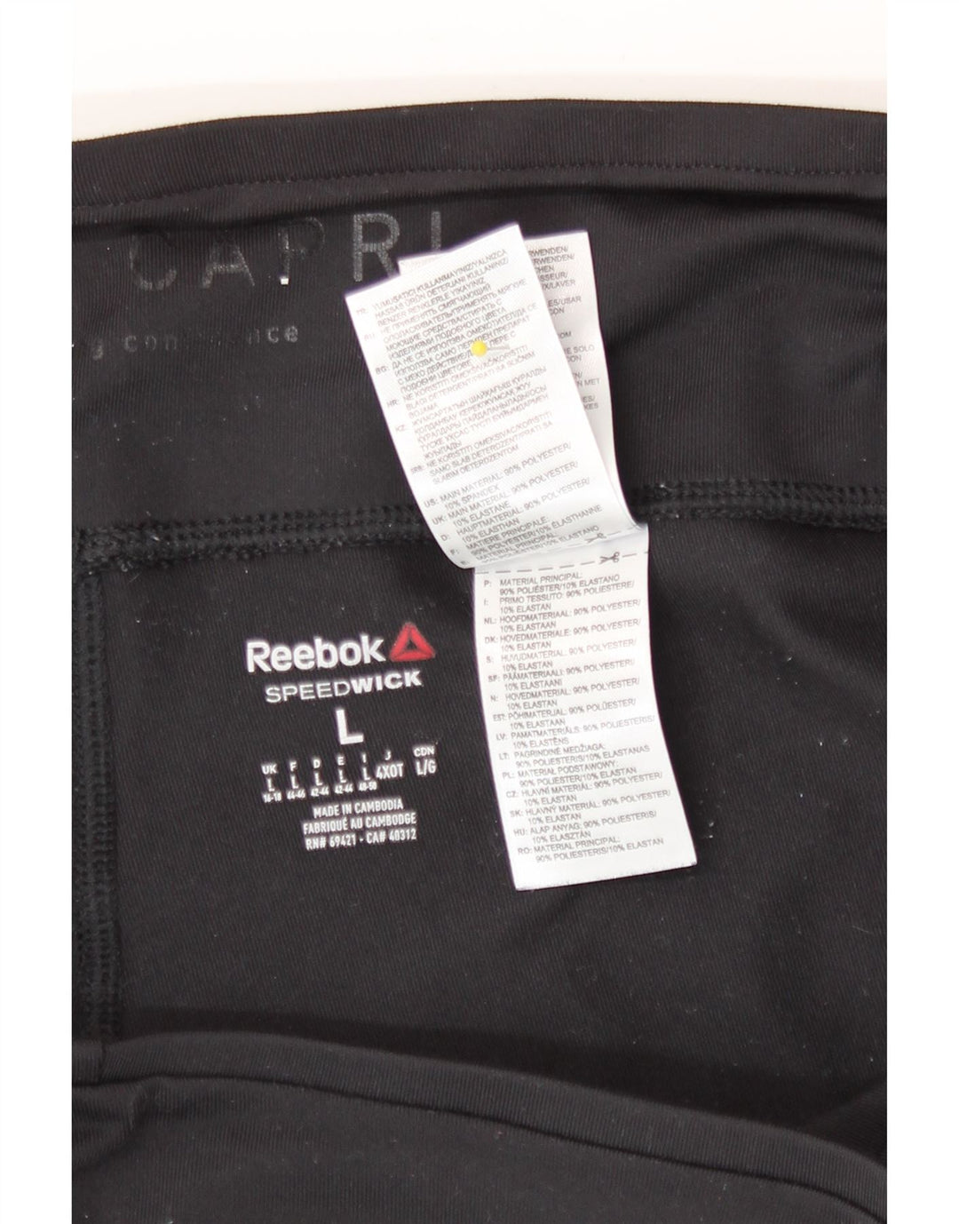 Reebok Damen Capri-Leggings UK 16/18 Large Schwarz Polyester