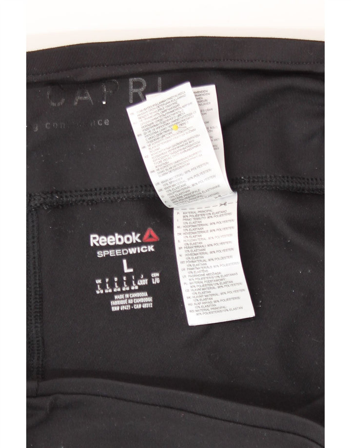 Reebok Damen Capri-Leggings UK 16/18 Large Schwarz Polyester