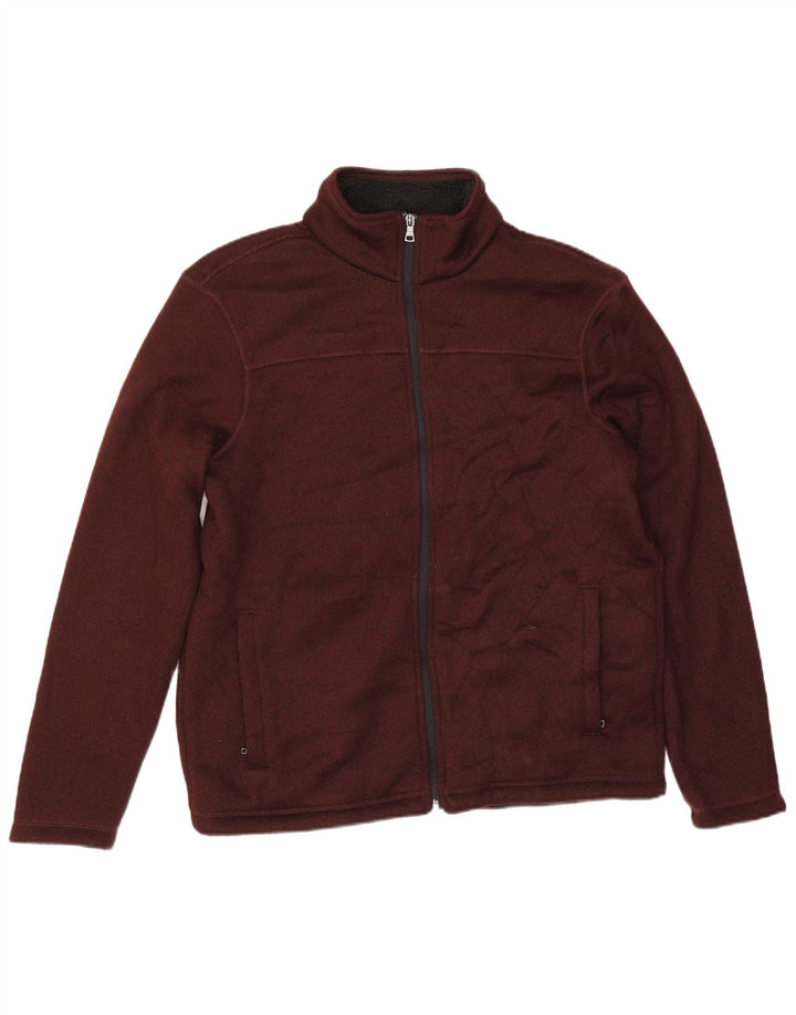 Marks & Spencer Herren-Sherpa-Trainingsanzug-Oberteil, Jacke, mittleres Burgunderrot, Polyester