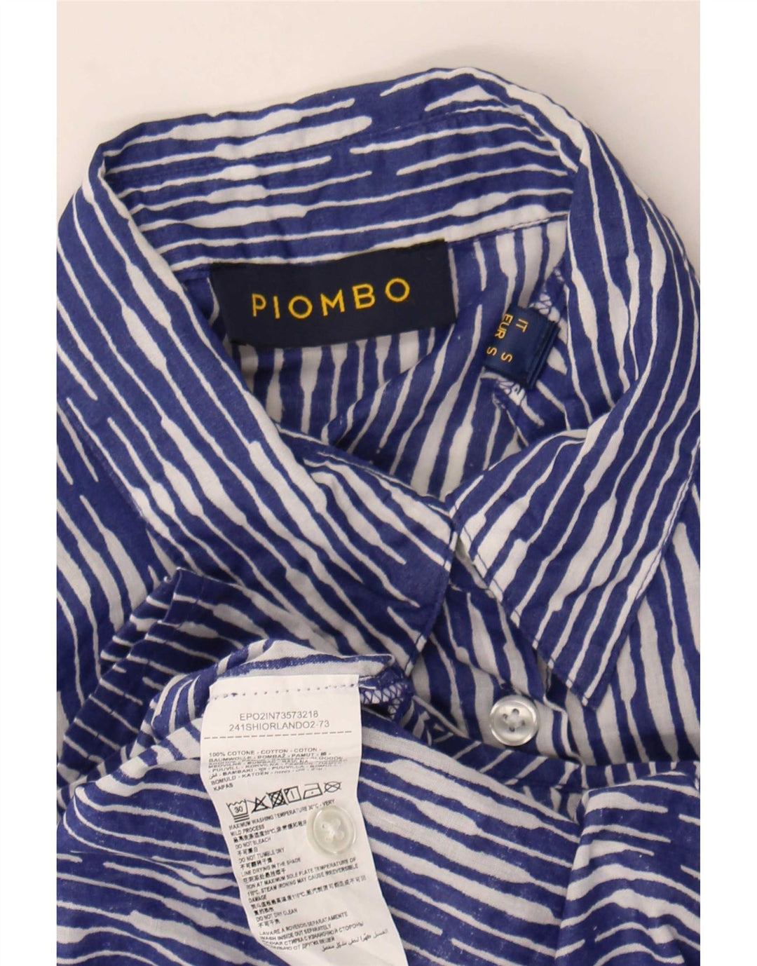 Piombo Damen-Hemd UK 10 Small Blaue Ikat-Baumwolle