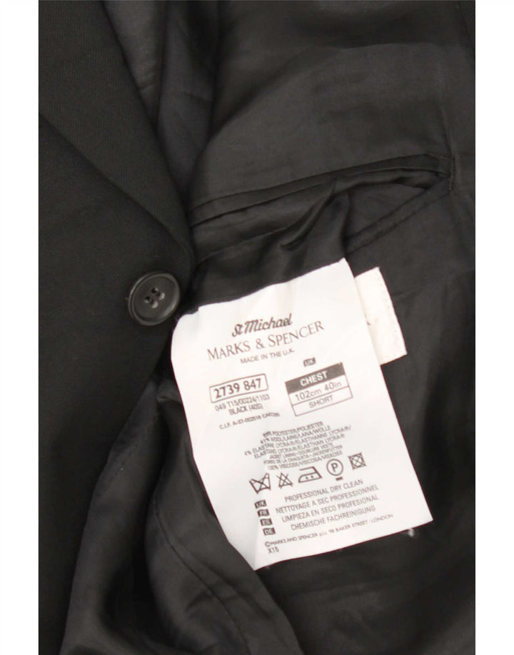 Marks & Spencer Herren St. Michael 3-Knopf-Blazerjacke, UK 40, Mittelschwarz
