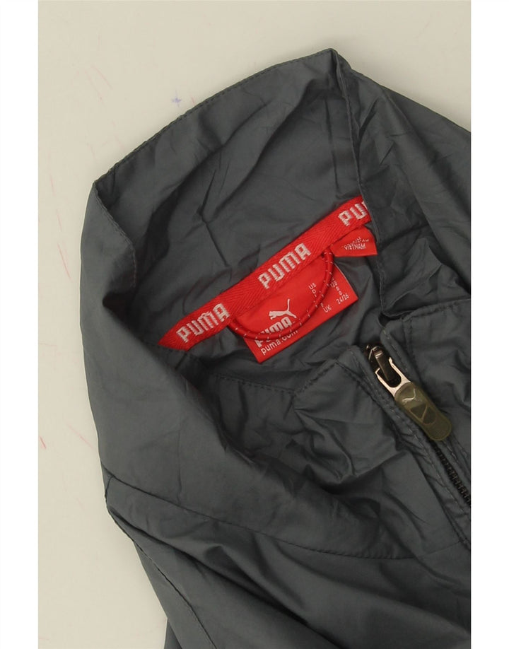 PUMA Boys Oversized Rain Jacket 7-8 Years Small Grey Colourblock Polyester Vintage Puma and Second-Hand Puma from Messina Hembry 