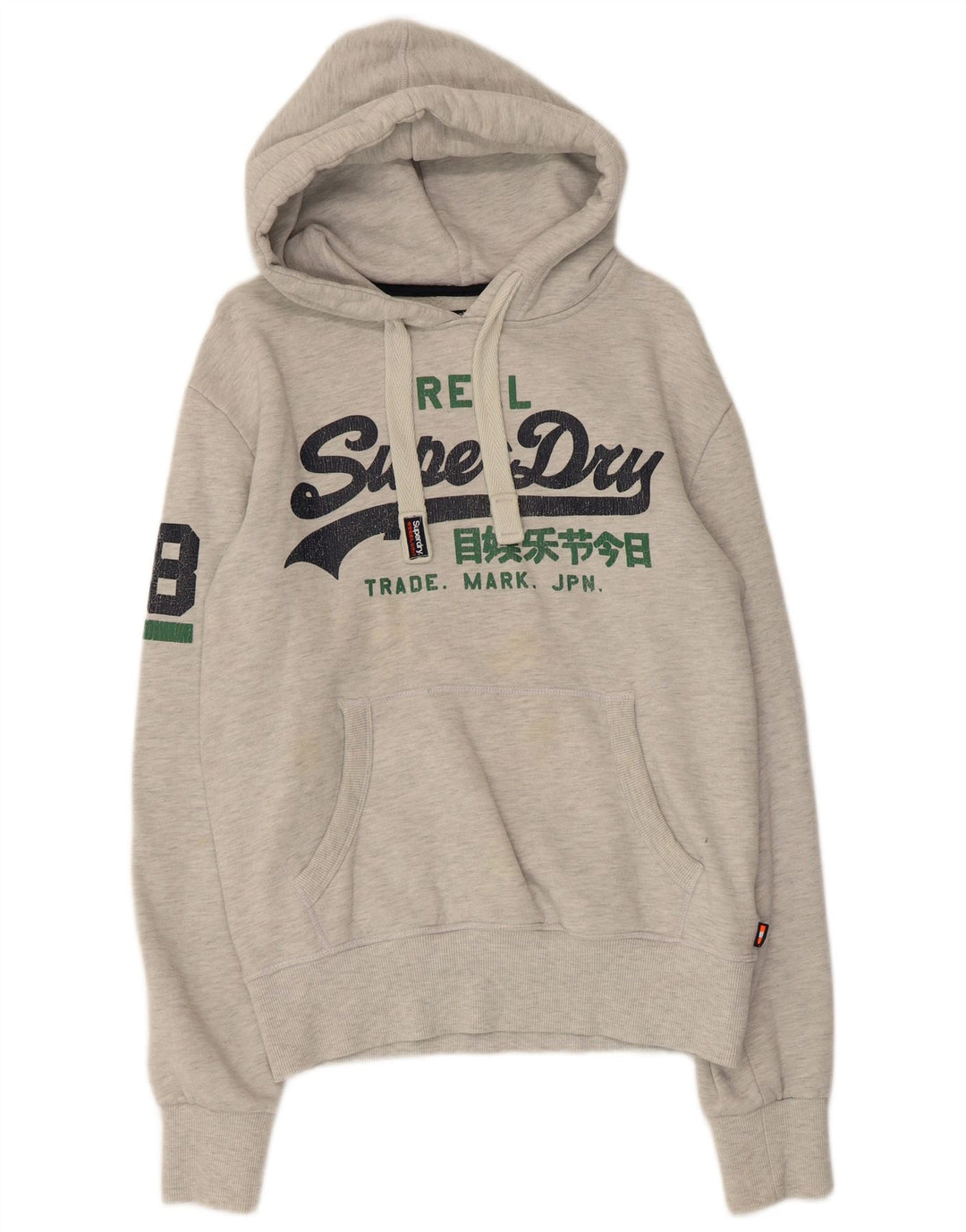 Superdry Damen-Pullover mit übergroßem grafischem Kapuzenpullover, Gr. 10, Größe S, Grau, Baumwolle